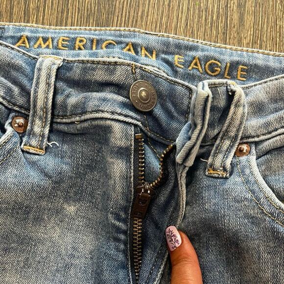 American Eagle Mens Slim Straight Jeans Distressed Medium Wash Blue Size 29x32 - Picture 6 of 12